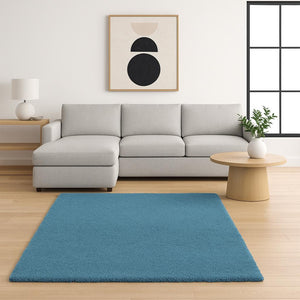 HomeRoots 8' Blue Hand-Woven Round Rug - Artisan Crafted, Durable Polyester, Perfect for Cozy Living Spaces 8' X 11' 350079