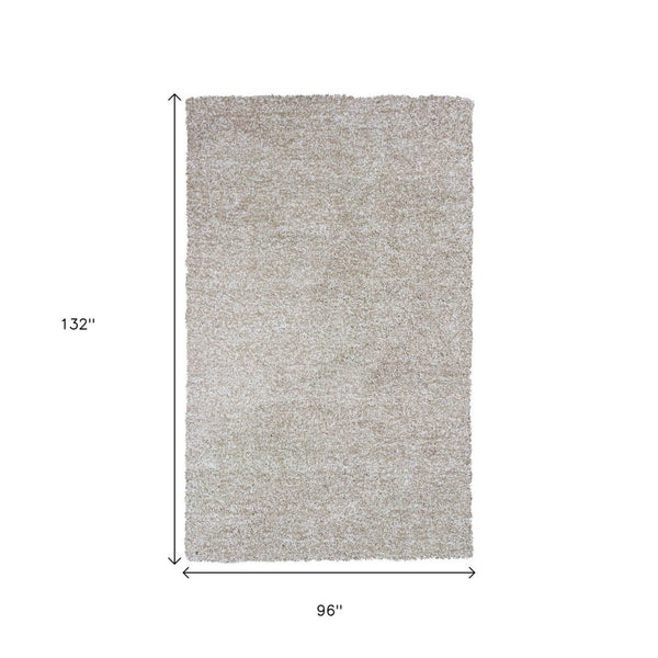 HomeRoots 8' Hand Woven Ivory Round Rug - Artisan Crafted, Durable Polyester, Timeless Design for Any Space 8' X 11' 350081