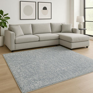 HomeRoots 8' Slate Blue and Ivory Abstract Hand-Woven Round Rug - Modern Elegance for Any Living Space 8' X 11' 350088