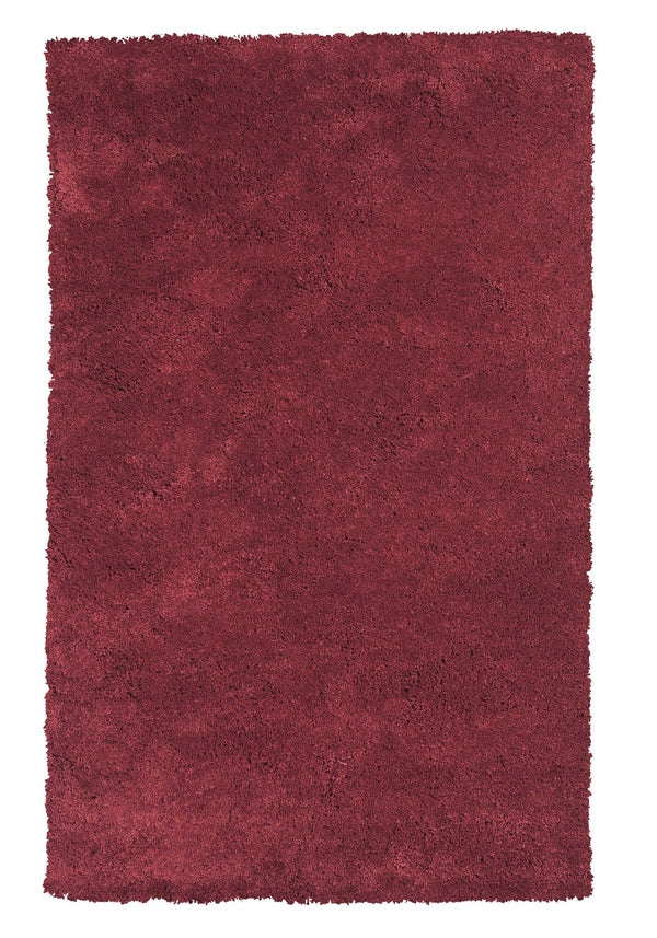 Homeroots 8' X 11'  Solid  Red Shag Area Rug  Polyester 350094