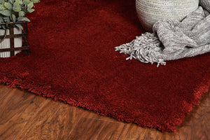 Homeroots 8' X 11'  Solid  Red Shag Area Rug  Polyester 350094