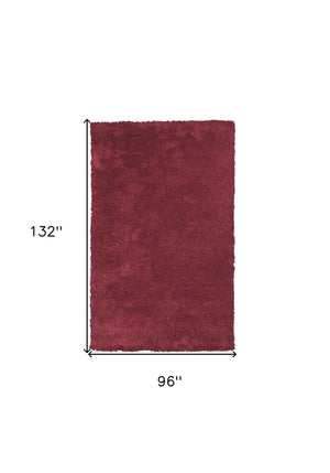 Homeroots 8' X 11'  Solid  Red Shag Area Rug  Polyester 350094