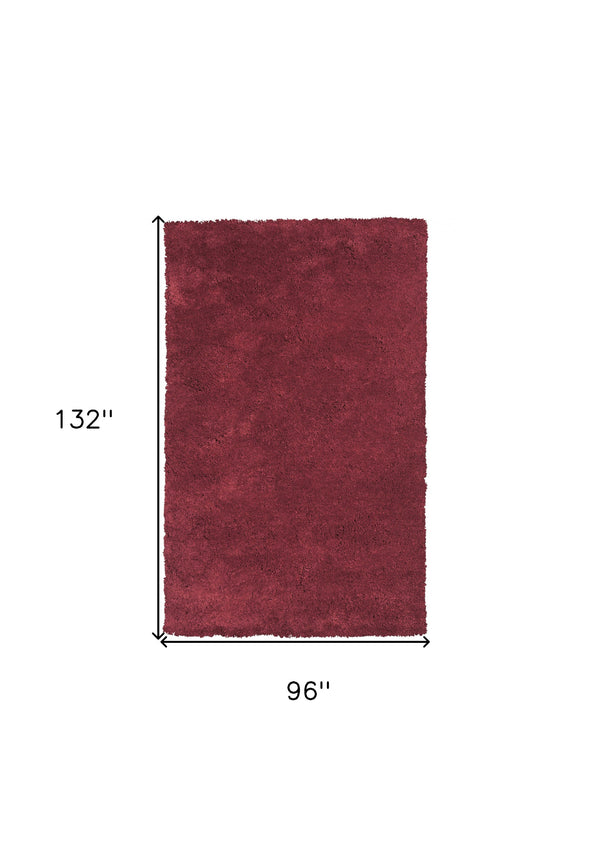 Homeroots 8' X 11'  Solid  Red Shag Area Rug  Polyester 350094