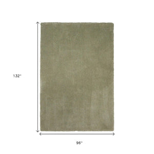 HomeRoots 8' Sage Shag Hand Woven Area Rug - Luxurious Plush Pile for Warmth, Style, and Noise Reduction in Homes 8' X 11' 350098