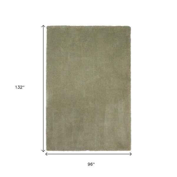 HomeRoots 8' Sage Shag Hand Woven Area Rug - Luxurious Plush Pile for Warmth, Style, and Noise Reduction in Homes 8' X 11' 350098