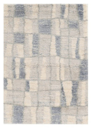 HomeRoots 9' Ivory and Blue Abstract Geometric Area Rug – Modern Elegance for Large Spaces, Durable Comfort 9' X 13' 350105