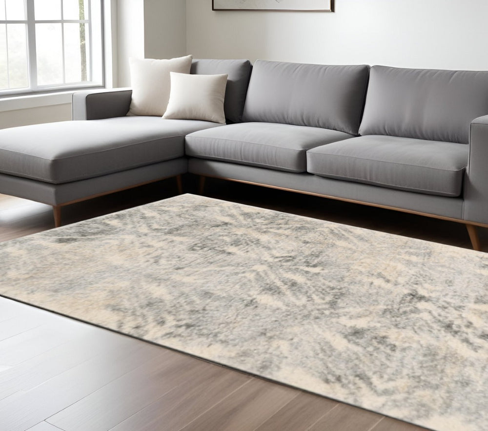 HomeRoots 9' Gray and Ivory Diamond Area Rug - Stylish Comfort for Modern Living Rooms and High-Traffic Areas 9' X 13' 350106