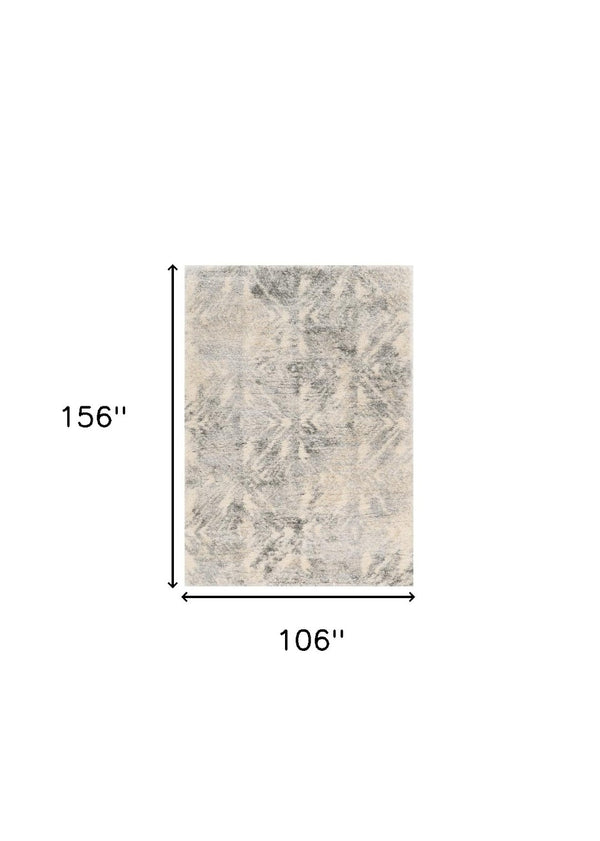 HomeRoots 9' Gray and Ivory Diamond Area Rug - Stylish Comfort for Modern Living Rooms and High-Traffic Areas 9' X 13' 350106