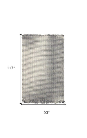 HomeRoots 7' Gray and Ivory Wool Hand Woven Area Rug – Unique Artisan Craftsmanship for Timeless Elegance 7' X 9' 350146