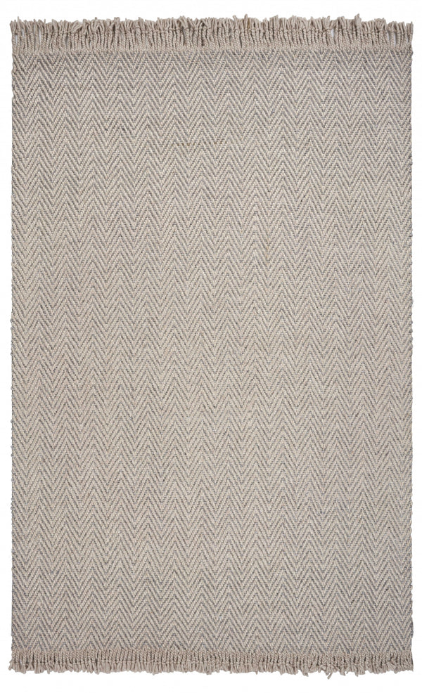 Homeroots 8' X 10' Oatmeal Beige Hand Woven Herringbone Indoor Area Rug  Wool 350147