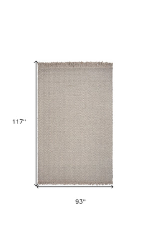 Homeroots 8' X 10' Oatmeal Beige Hand Woven Herringbone Indoor Area Rug  Wool 350147