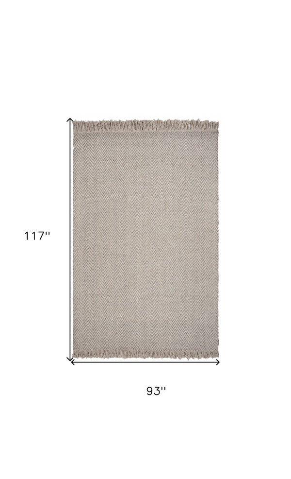 Homeroots 8' X 10' Oatmeal Beige Hand Woven Herringbone Indoor Area Rug  Wool 350147