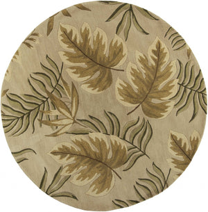 HomeRoots 5' Hand-Tufted Wool Area Rug with Botanical Leaves Design - Soft, Durable, and Timeless Home Accent 8' Round 350149