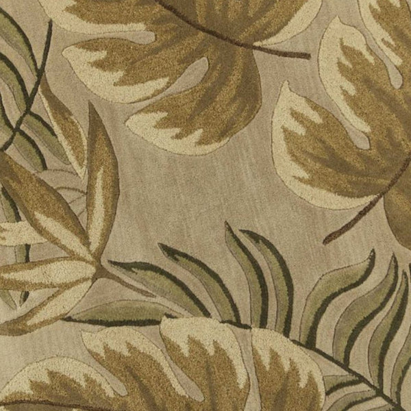 HomeRoots 5' Hand-Tufted Wool Area Rug with Botanical Leaves Design - Soft, Durable, and Timeless Home Accent 8' Round 350149