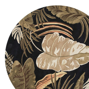 HomeRoots 5' Elegant Hand-Tufted Wool Area Rug with Botanical Leaves Design for Cozy Living Spaces and Style 8' Round 350151
