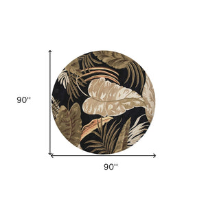 HomeRoots 5' Elegant Hand-Tufted Wool Area Rug with Botanical Leaves Design for Cozy Living Spaces and Style 8' Round 350151