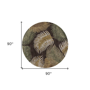 Homeroots 7' Round Wool Espresso Area Rug  Wool 350152