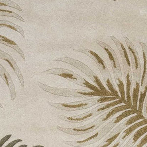 Homeroots 8' Natural Beige Hand Tufted Tropical Leaves Round Indoor Area Rug  Wool 350153