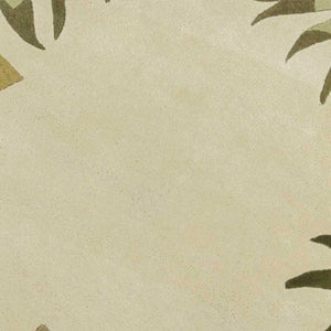 HomeRoots 5' Hand-Tufted Wool Area Rug with Elegant Ivory and Green Botanical Design for Cozy Interiors 8' Round 350158