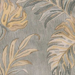 HomeRoots 5' Elegant Gray and Taupe Hand-Tufted Wool Area Rug with Botanical Leaves for Cozy Living Spaces 8' Round 350160