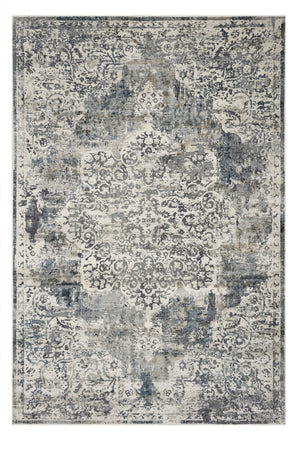 Homeroots 8' X 11' Ivory Machine Woven Distressed Diamond Floral Medallion Indoor Area Rug  Polyester 350167