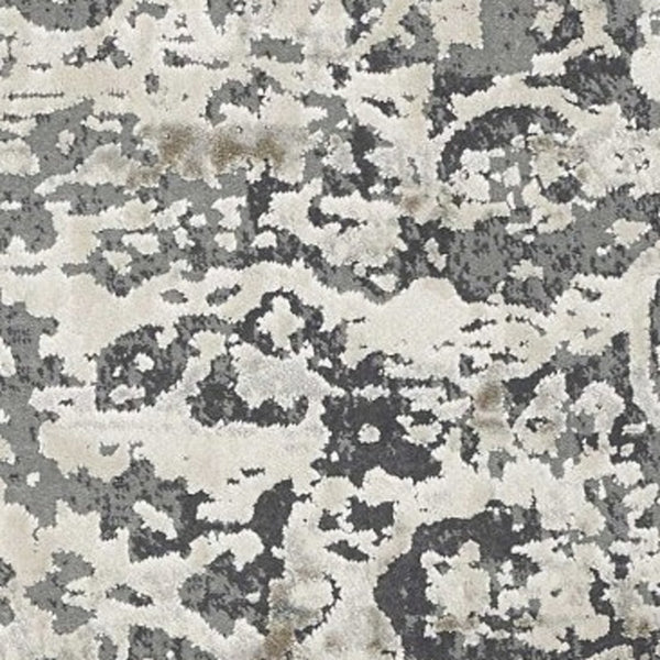 Homeroots 8' X 11' Ivory Machine Woven Distressed Diamond Floral Medallion Indoor Area Rug  Polyester 350167