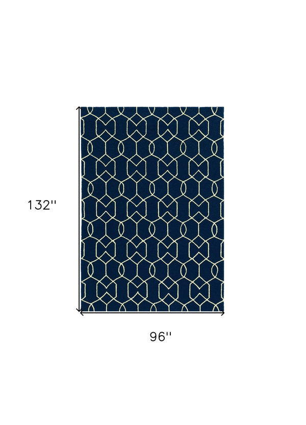 HomeRoots 7' Blue Moroccan Area Rug – Timeless Style for Indoor & Outdoor Spaces, Durable & Easy to Clean 8' X 11' Rectangle 350179