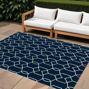 HomeRoots 7' Blue Moroccan Area Rug – Timeless Style for Indoor & Outdoor Spaces, Durable & Easy to Clean 8' X 11' Rectangle 350179