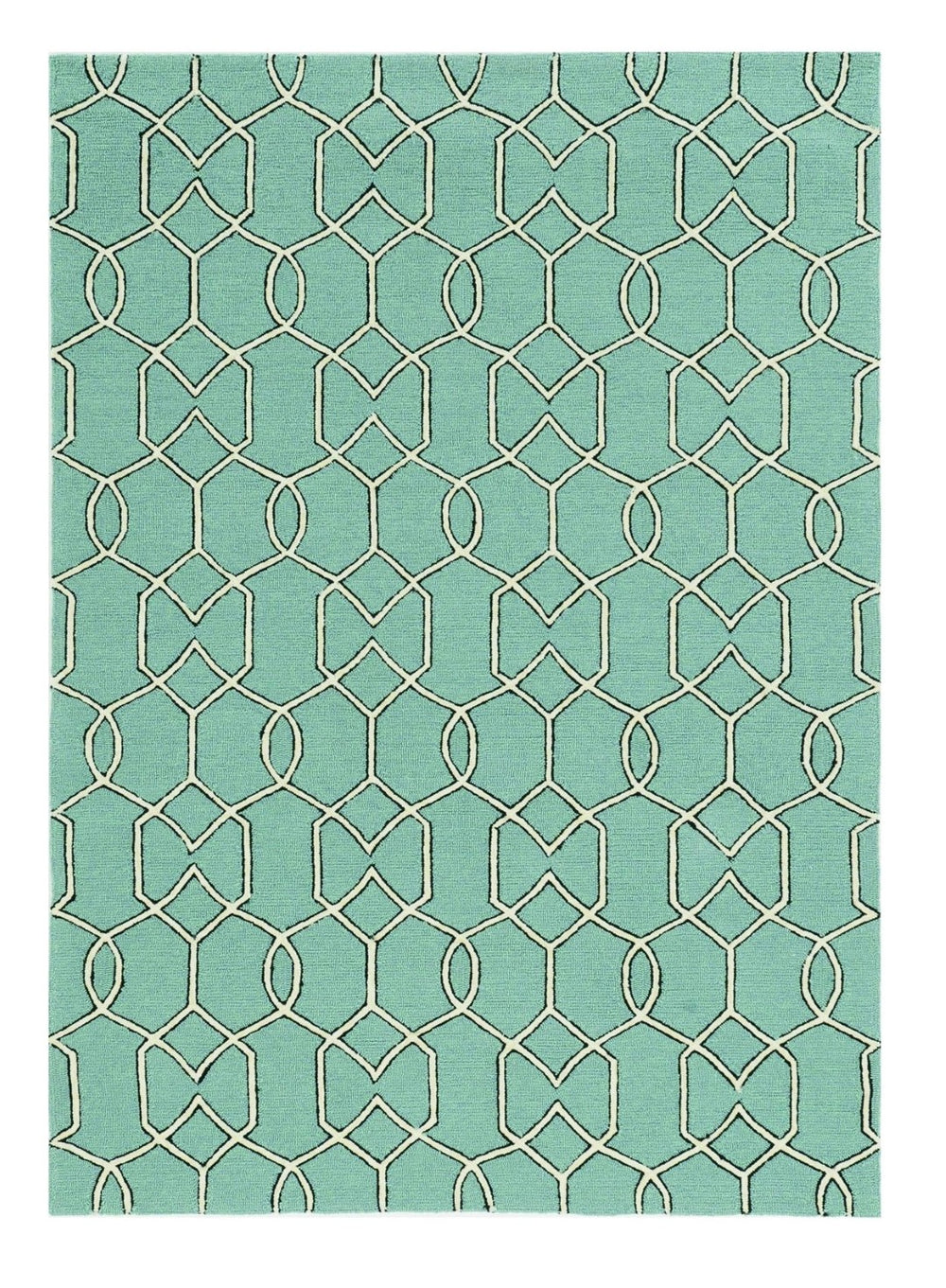 HomeRoots 7' Vibrant Green Moroccan Indoor Outdoor Area Rug - Durable, Stylish Quatrefoil Design for Any Space 8' x 11' 350180