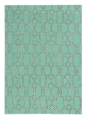 HomeRoots 7' Vibrant Green Moroccan Indoor Outdoor Area Rug - Durable, Stylish Quatrefoil Design for Any Space 8' x 11' 350180