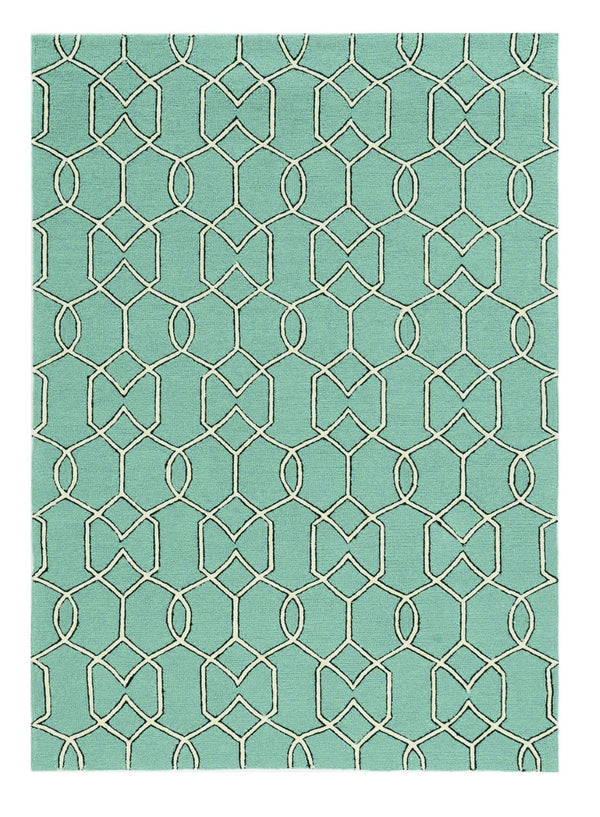 HomeRoots 7' Vibrant Green Moroccan Indoor Outdoor Area Rug - Durable, Stylish Quatrefoil Design for Any Space 8' x 11' 350180