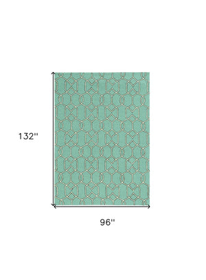 HomeRoots 7' Vibrant Green Moroccan Indoor Outdoor Area Rug - Durable, Stylish Quatrefoil Design for Any Space 8' x 11' 350180