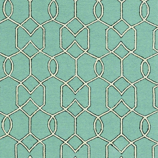 HomeRoots 7' Vibrant Green Moroccan Indoor Outdoor Area Rug - Durable, Stylish Quatrefoil Design for Any Space 8' x 11' 350180