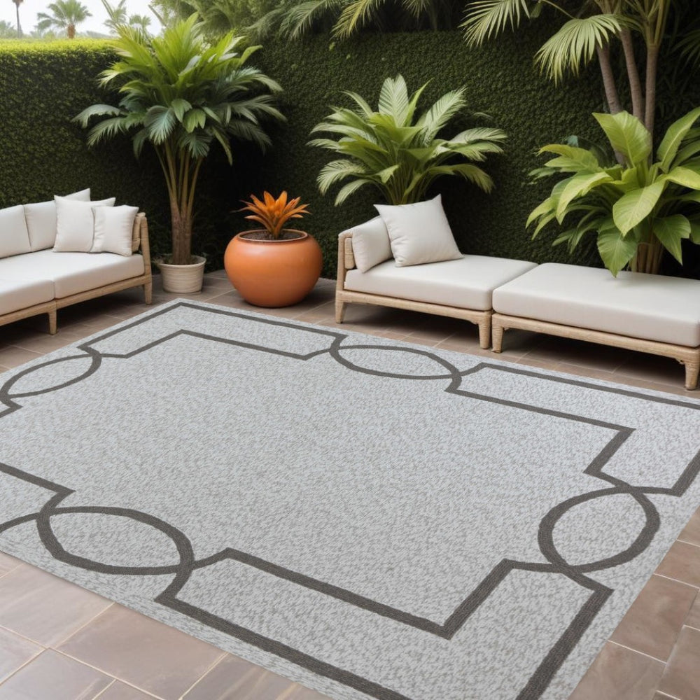 HomeRoots 8' Ivory Area Rug - Durable, Easy-Clean Indoor Outdoor Accent for Patios, Kitchens, and Living Spaces 8' X 11' Rectangle 350181