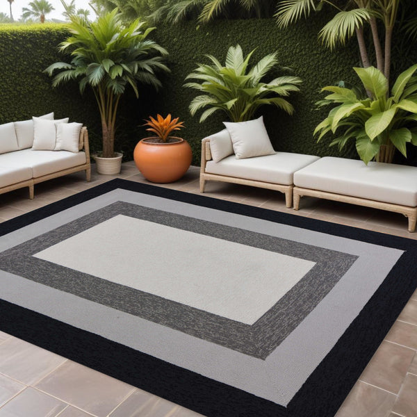 Homeroots 8' X 11'  Uv Treated Polypropylene Charcoal Area Rug  Polypropylene 350182