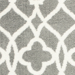Homeroots 8' X 11' Grey Ivory Machine Woven Ogee Indoor Shag Area Rug  Microfiber 350186