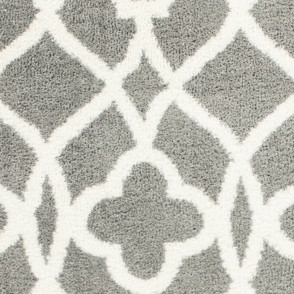 Homeroots 8' X 11' Grey Ivory Machine Woven Ogee Indoor Shag Area Rug  Microfiber 350186