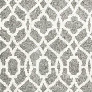 Homeroots 8' X 11' Grey Ivory Machine Woven Ogee Indoor Shag Area Rug  Microfiber 350186