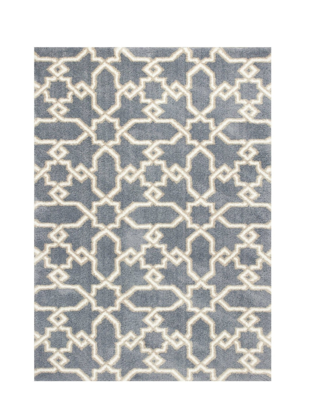 HomeRoots 7' Slate Blue and Ivory Geometric Area Rug – Modern Elegance for Cozy Living Spaces and Style 7' X 10' 350187