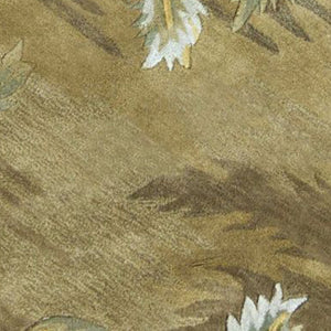 Homeroots 8' Moss Green Hand Tufted Tropical Trees Round Indoor Area Rug  Wool 350205