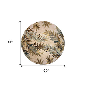 Homeroots 7' Round Wool Ivory  Area Rug  Wool 350208