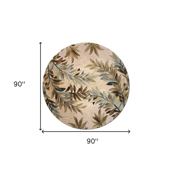 Homeroots 7' Round Wool Ivory  Area Rug  Wool 350208