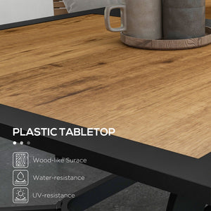 English Elm Stable Faux Wood Slatted Patio Dining Table Seats Six with Umbrella Hole T3971P428205