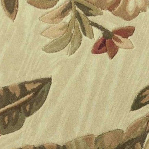 Homeroots 8' Ivory Hand Tufted Bordered Tropical Plants Round Indoor Area Rug  Wool 350209