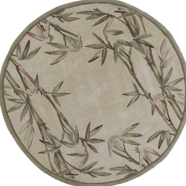 Homeroots 7' Round Wool Ivory  Area Rug  Wool 350212