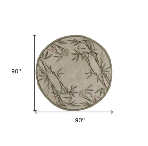 Homeroots 7' Round Wool Ivory  Area Rug  Wool 350212