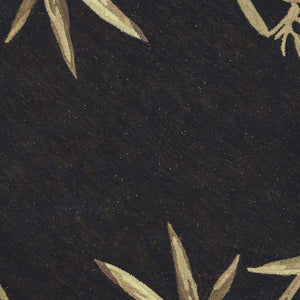 Homeroots 8' Black Hand Tufted Bordered Tropical Bamboo Round Indoor Area Rug  Wool 350213