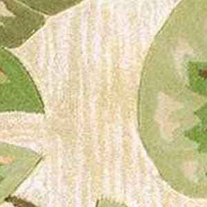 HomeRoots 5' Wool Botanical Leaves Hand-Tufted Area Rug in Beige, Green & Pink - Artisanal Charm for Your Home 7' Round 350214