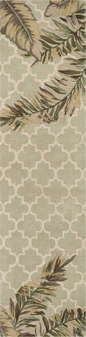 HomeRoots 5' Hand-Tufted Wool Area Rug in Sage Taupe & Green Botanical Design for Elegant Living Spaces 8' Round 350216