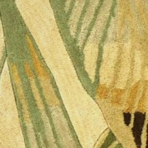 HomeRoots 5' Tropical Botanical Hand-Tufted Area Rug in Ivory, Teal & Green - Soft Wool for Cozy Spaces 8' Round 350217
